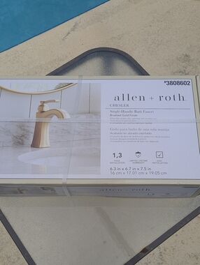 Allen + Roth Chesler Single-Handle Bath Faucet in Brushed Gold. $109 Retail!